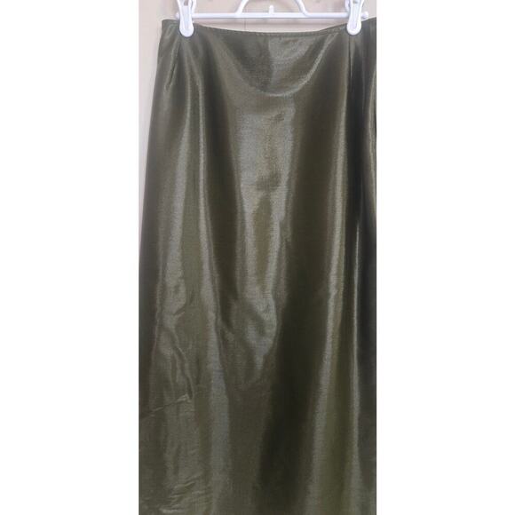 Jil Sander Fleece Wool/Nlyon Army Green Ladies Long Skirt Size 40 - Picture 2 of 8